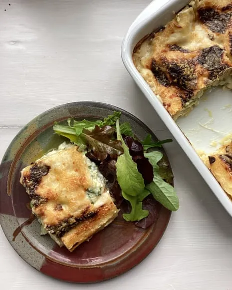 Rachel Roddy's Dish for Lasagna with Zucchini and A Trio of Cheeses